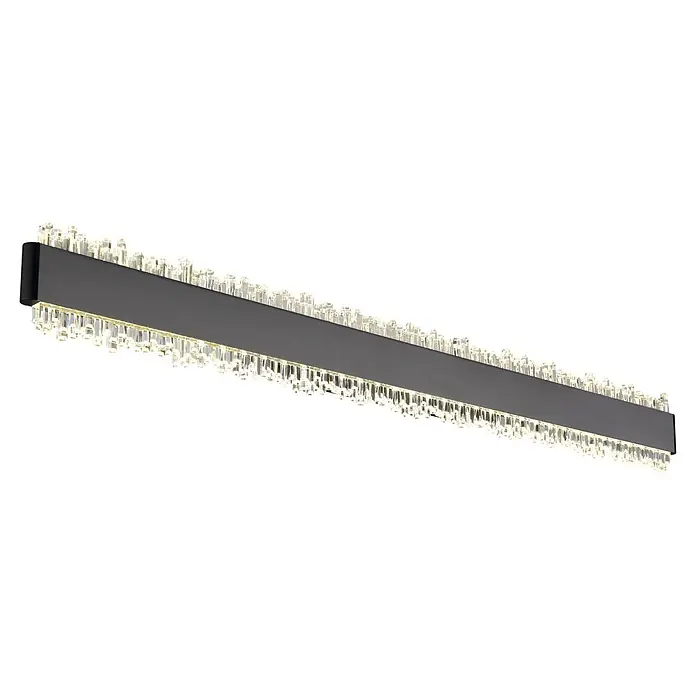 Globo LED-Wandleuchte Stalagmita - 18 W, Neutralweiß - Moderne rechteckige LED-Deckenleuchte mit dunkelgrauem Rahmen und klaren Kristallakzenten.