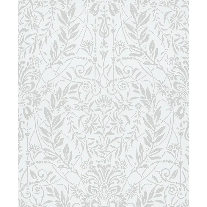 Marburg Vliestapete Novamur Oriana Floral I - Weiß, Floral, 10,05 x 0,53 m - Hellgraue Tapete mit floralem und botanischem Muster.