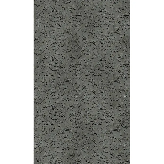 Marburg Smart Art Aspiration Fototapete Ornamental I - B x H: 159 mm x 270 cm, Vlies, Anthrazit - Dunkelgraue geprägte Tapete mit einem verzierten, wirbelnden Blumenmuster.