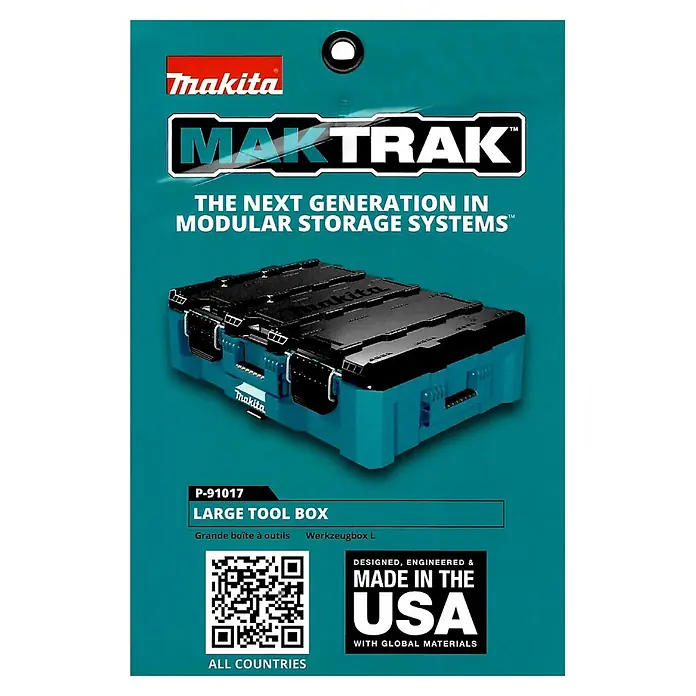 Makita Werkzeugkasten Maktrak L - Kunststoff, L x B x H: 80,2 x 56,5 x 25,2 cm - Makita MAKTRAK große Werkzeugkiste, schwarz und blau, für modulare Aufbewahrungssysteme.