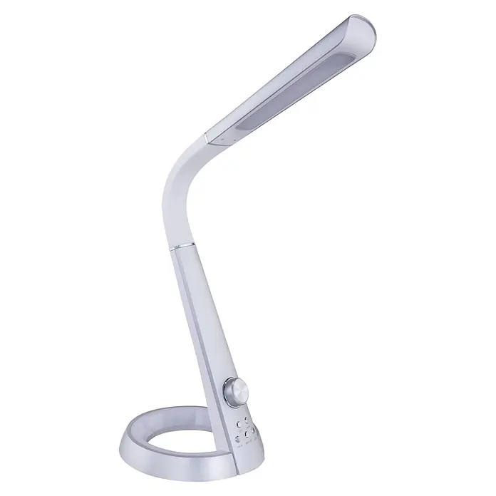 Globo LED-Tischleuchte Mitti - 8 W, L x B x H: 34,3 x 18,3 x 64 cm, Silber, Kaltweiß - Moderne weiße und silberne LED-Schreibtischlampe mit flexiblem Arm und Bedienfeld am Sockel für einstellbares Licht.
