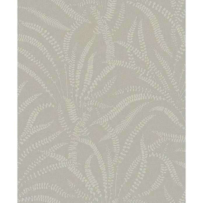 Marburg Vliestapete Novamur Oriana Floral - Grau-Beige, Floral, 10,05 x 0,53 m - Strukturierte greige Tapete mit hellem Farnmuster.