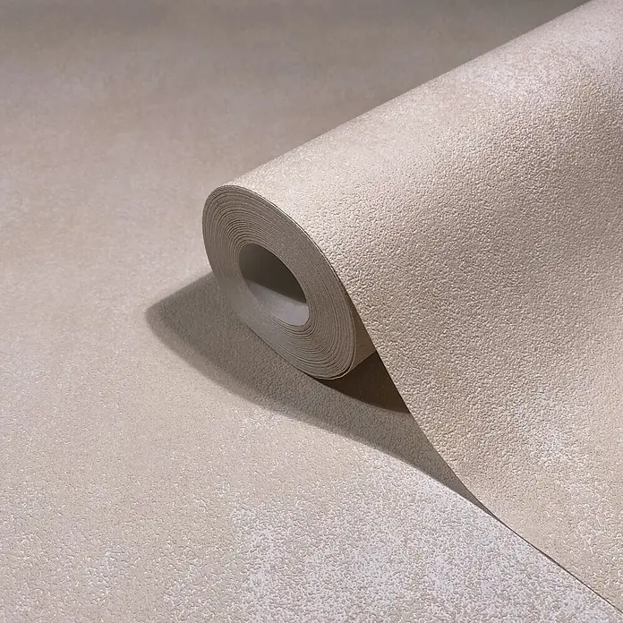 Marburg Vliestapete Novamur Leyla Betonoptik - Beige, Sonstiges, 10,05 x 0,53 m - Teilweise abgerollte, hellbeige strukturierte Tapetenrolle mit dezentem Muster.