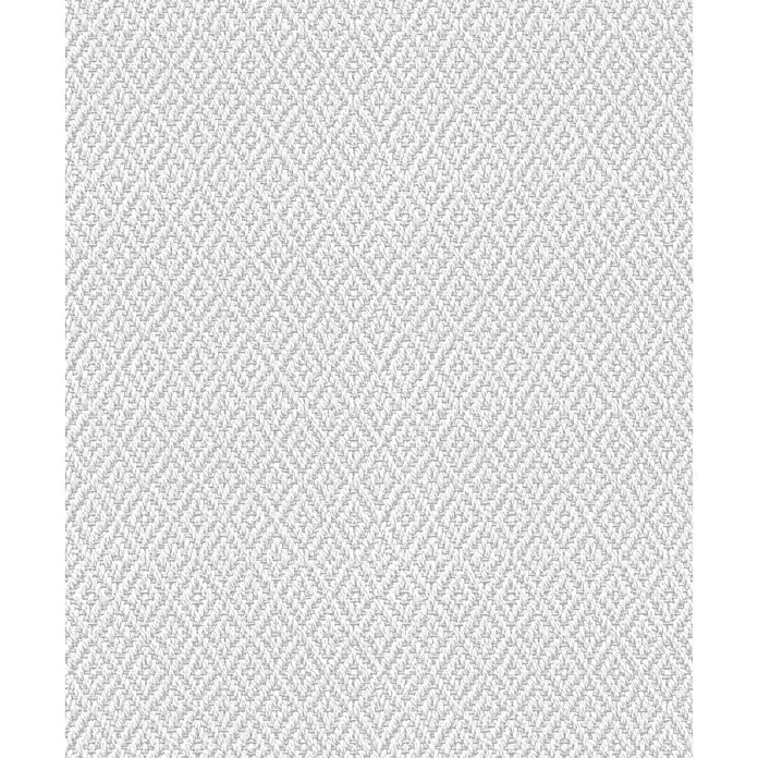 Marburg Flora Vliestapete Grafik III - Weiß-Grau, Grafisch, 10,05 x 0,53 m - Weißer Webstoff mit dichter Fischgrätmuster-Textur.
