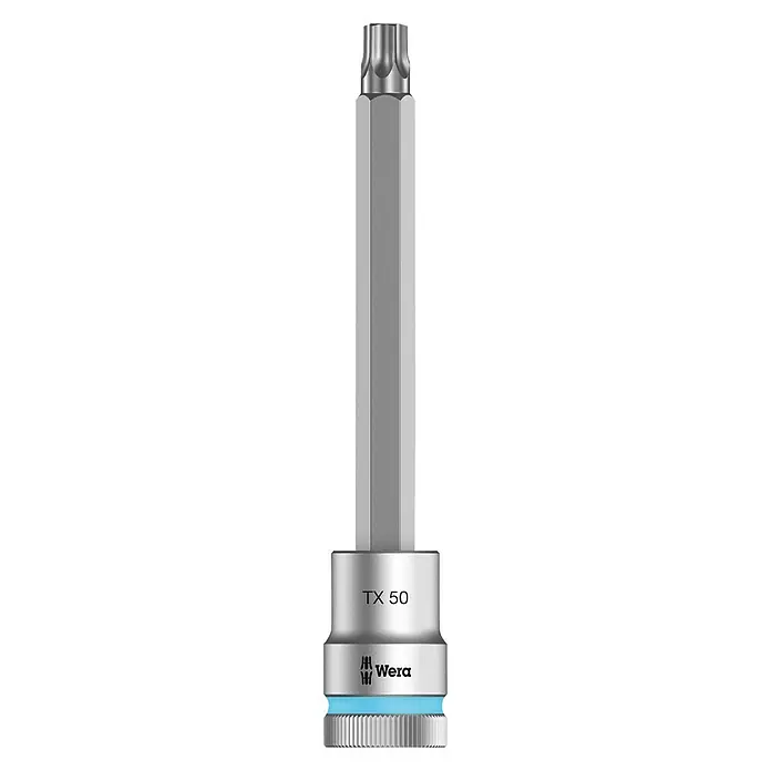 Wera Zyklop Steckschlüsseleinsatz 8767 C HF TORX® - Innen-TORX®-Schrauben, T50, Antriebsgröße: ½″ - Wera Torx-Bit TX 50 mit Sechskantschaft und Stecknuss für Schraubarbeiten mit hohem Drehmoment. Ideal für Profi- und Heimwerkeranwendungen.