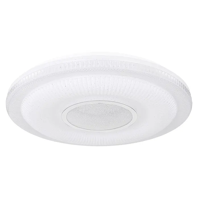 Globo LED-Deckenleuchte rund Magnifique - 30 W, Ø x H: 50 x 8,8 cm, Weiß, Neutralweiß - Weiße, runde LED-Deckenleuchte mit texturiertem, lichtdurchlässigem Diffusor und silberfarbenem Akzentring.