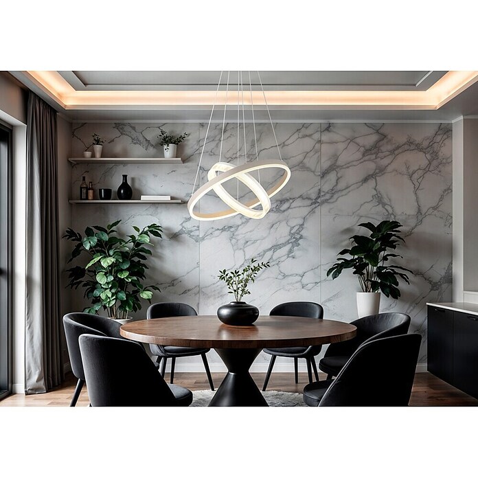 Globo Lámpara colgante LED redonda Zara (30 W, Ø x Al: 500 x 1.500 mm, Blanco cálido) | BAUHAUS