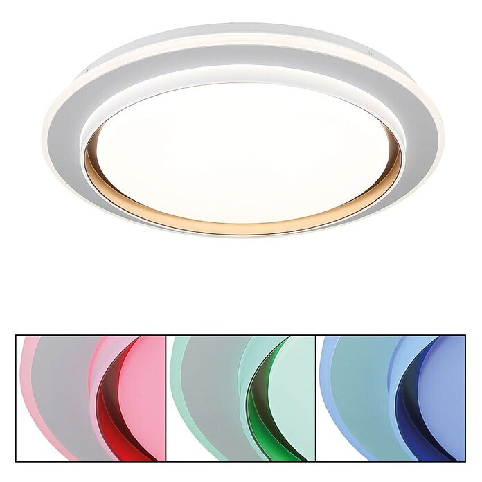 Globo Okrugla stropna LED svjetiljka Janice  (48 W, Ø x V: 490 x 70 mm, Bijela, Bijela, Topla bijela) | BAUHAUS