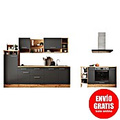 Respekta Cocina de isla Hilde con fuego (Ancho: 280 cm, Gris, Con electrodomésticos) | BAUHAUS