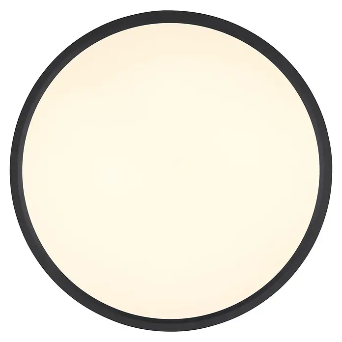 Globo LED-Deckenleuchte Jess - 57 W - Runde LED-Leuchte mit einem cremefarbenen Diffusor und einem schwarzen Rahmen.