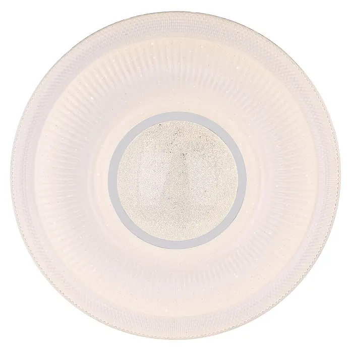 Globo LED-Deckenleuchte rund Magnifique - 30 W, Ø x H: 50 x 8,8 cm, Weiß, Neutralweiß - Runde, helle LED-Deckenleuchte mit geripptem Rand und glitzernder Mittelscheibe.