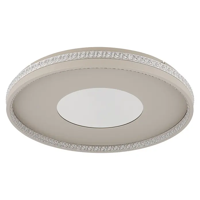 Globo LED-Deckenleuchte rund Shirley - 40 W, Ø x H: 50,5 x 6,5 cm - Runde beigefarbene LED-Deckenleuchte mit dekorativem Kristalleffekt-Rand.