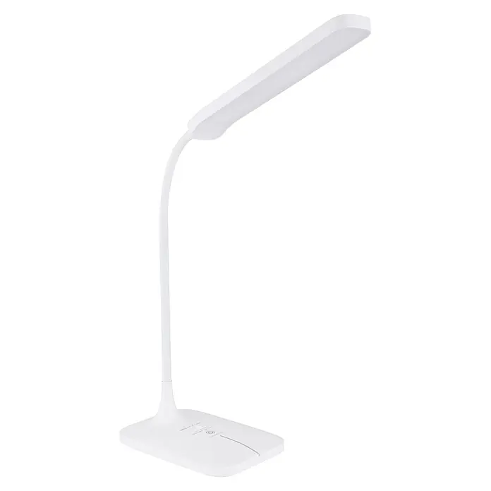Globo LED-Tischleuchte Ursino - 9 W, L x B x H: 58,7 x 20 x 107 cm, Weiß, Kaltweiß - Weiße LED-Schreibtischlampe mit flexiblem Schwanenhals und rechteckigem Leuchtenkopf, mit Touch-Bedienelementen auf dem flachen Sockel.