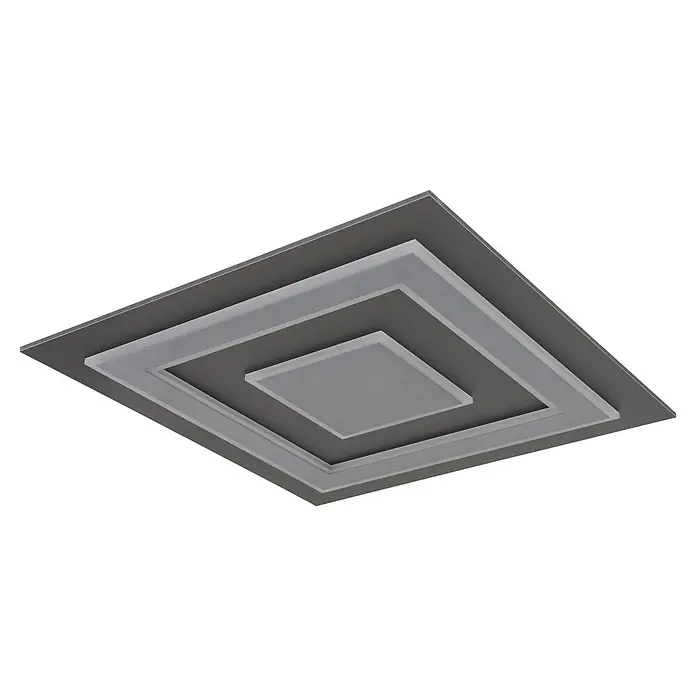 Globo LED-Deckenleuchte Jayden - 50 W, L x B x H: 600 x 600 x 46 mm, Warmweiß - Geschichtete quadratische Deckenleuchte in Dunkelgrau und Hellgrau mit mittigem LED-Panel.