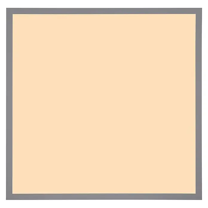 Globo LED-Deckenleuchte Doro - 24 W, L x B x H: 450 x 450 x 65 mm - Rechteckiger Bilderrahmen in Hellpfirsich mit grauem Rand.