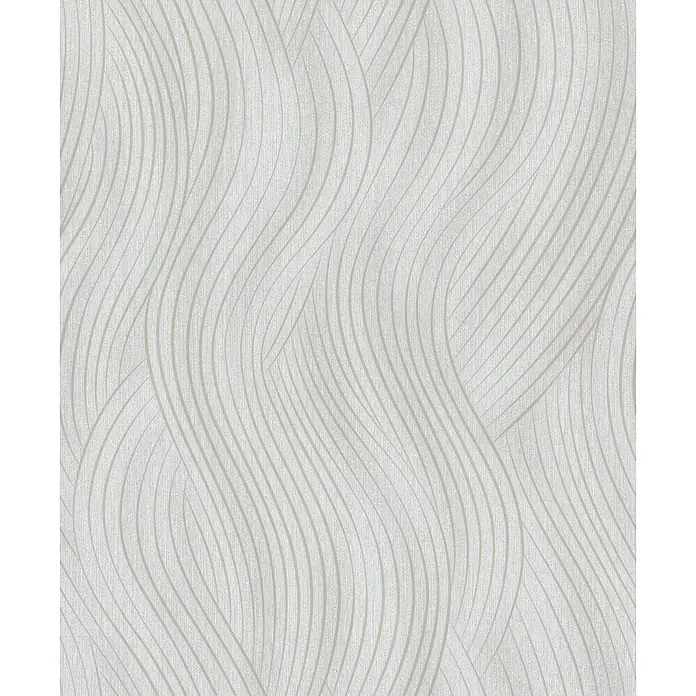 Marburg Vliestapete Novamur Mona Grafik - Beige-Grau, Grafisch, 10,05 x 0,53 m - Helle Tapete mit einem wiederkehrenden Muster aus subtilen, fließenden Wellenlinien auf strukturiertem Hintergrund.