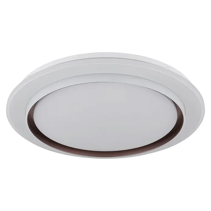 Globo LED-Deckenleuchte rund Janice - 48 W, Ø x H: 490 x 70 mm, Warmweiß - Weiße und braune runde LED-Deckenleuchte mit mehrschichtigem Design.
