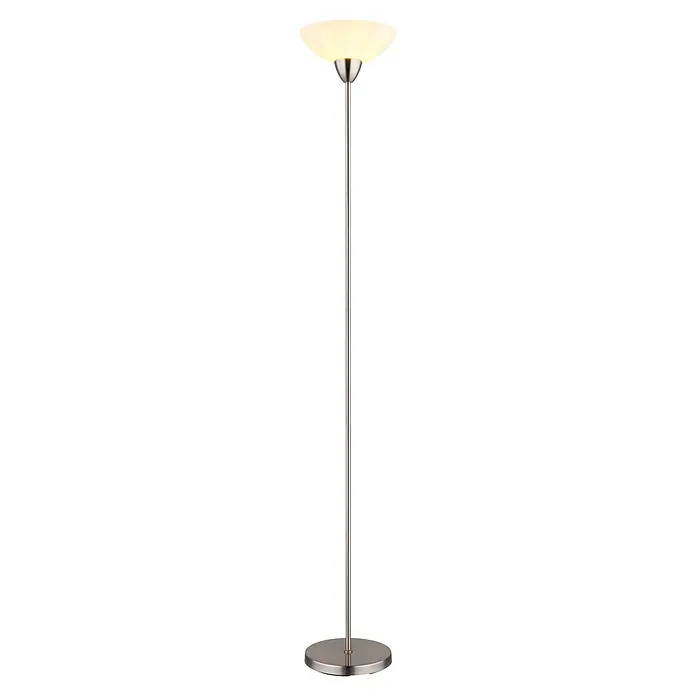 Globo Stehleuchte Lima - 60 W, Höhe: 1.800 mm, E27 - Stehleuchte aus gebürstetem Metall mit mattiertem Glas-Schirm als Deckenfluter.