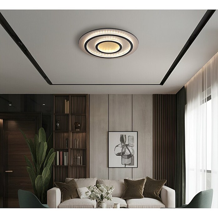Globo Okrugla stropna LED svjetiljka Jayden  (60 W, Crna, Zlatna, Topla bijela, Ø x V: 550 x 60 mm) | BAUHAUS