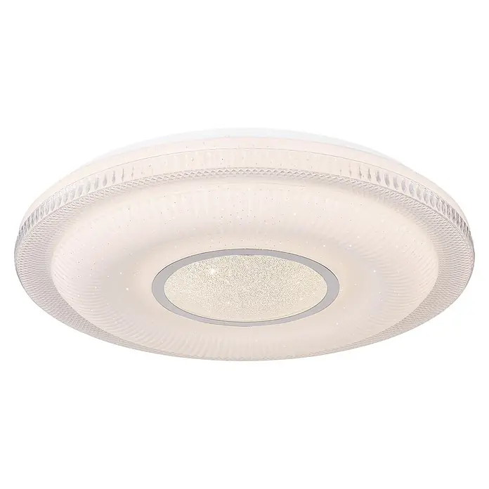 Globo LED-Deckenleuchte rund Magnifique - 30 W, Ø x H: 50 x 8,8 cm, Weiß, Neutralweiß - Runde weiße LED-Deckenleuchte mit funkelndem Sternenlichteffekt für moderne Innenräume.