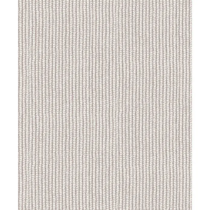 Marburg Flora Vliestapete Grafik II - Greige, Grafisch, 10,05 x 0,53 m - Cremefarbene Strickstoff-Textur mit vertikalem Zopfmuster.