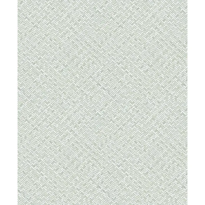 Marburg Flora Vliestapete Grafik I - Grün, Grafisch, 10,05 x 0,53 m - Hellgrünes und weißes Fischgrätmuster in gewebter Textur, geeignet für Tapeten oder Textilien.