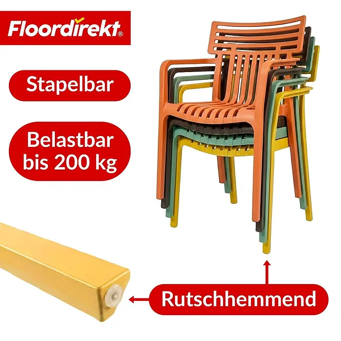 Floordirekt Gartenstuhl Terrano Weiß - Polypropylen, Weiß - Stapelbare Kunststoffstühle in verschiedenen Farben mit rutschhemmenden Füßen und 200 kg Belastbarkeit.
