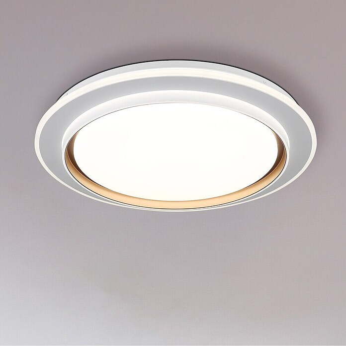 Globo Okrugla stropna LED svjetiljka Janice  (48 W, Ø x V: 490 x 70 mm, Bijela, Bijela, Topla bijela) | BAUHAUS