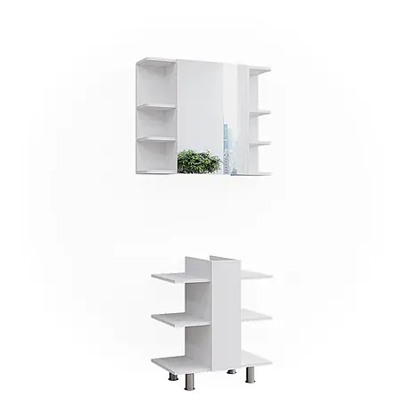 Vicco  Badmöbel-Set Fynn Weiß 2 Teile, Waschbeckenunterschrank und Bad Spiegelschrank
