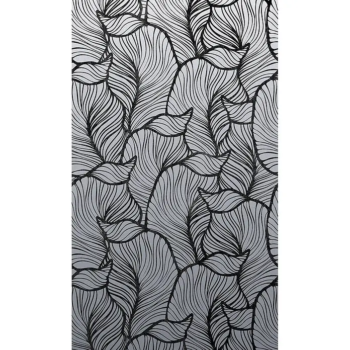 Marburg Smart Art Easy Fototapete Floral - B x H: 159 mm x 270 cm, Vlies, Grau-Schwarz - Abstraktes schwarz-graues Muster aus verschlungenen Wellenlinien, die stilisierten Blättern oder Federn ähneln.