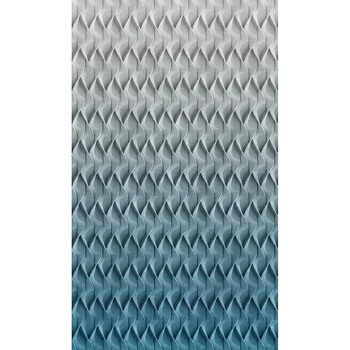 Marburg Smart Art Aspiration Fototapete Grafik V - B x H: 159 mm x 270 cm, Vlies, Grau-Blau - Texturierte Platte mit wellenförmigem Zellmuster, das einen Farbverlauf von Weiß zu Türkis aufweist.