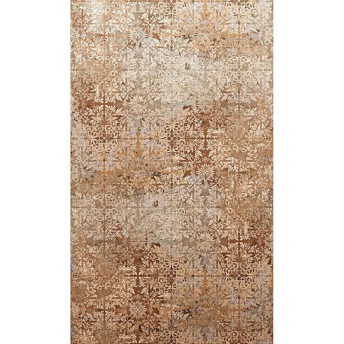 Marburg Smart Art Aspiration Fototapete Ornamental - B x H: 159 mm x 270 cm, Vlies, Beige-Rot - Abgenutztes Vintage-Damaschkmuster in Creme auf erdigen Braun- und Grautönen, für Tapete oder Fliesen.