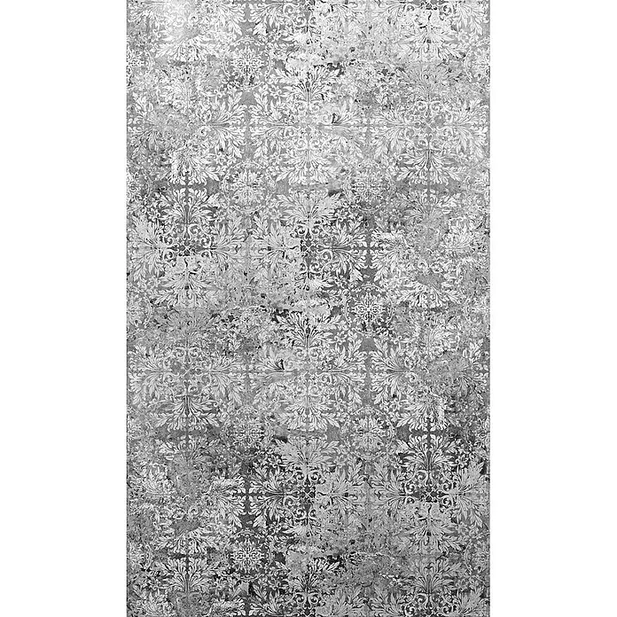 Marburg Smart Art Aspiration Fototapete Ornamental - B x H: 159 mm x 270 cm, Vlies, Grau - Graues Damastmuster mit verschnörkelten Blumen- und Rankenmotiven, mit einer abgenutzten Vintage-Textur.