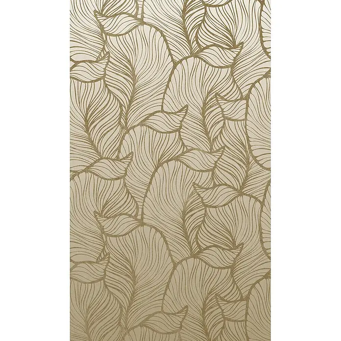 Marburg Smart Art Easy Fototapete Floral - B x H: 159 mm x 270 cm, Vlies, Beige - Beiges und goldenes organisches Blattmuster mit feinen, welligen Linien.