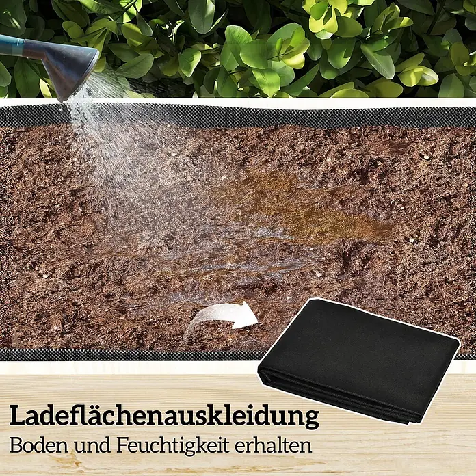 Outsunny Hochbeet - Holz, Naturholz - Schwarzes, durchlässiges Vlies hält Erde und Feuchtigkeit in einem Pflanzgefäß. Ein gefaltetes Vlies ist sichtbar.