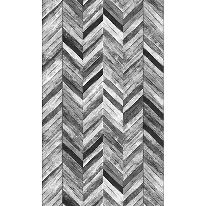 Marburg Fototapete Holzoptik - B x H: 159 mm x 270 cm, Vlies, Grau - Monochromes Fischgrätmuster aus Holzplanken in verschiedenen Grau-, Schwarz- und Weißtönen.