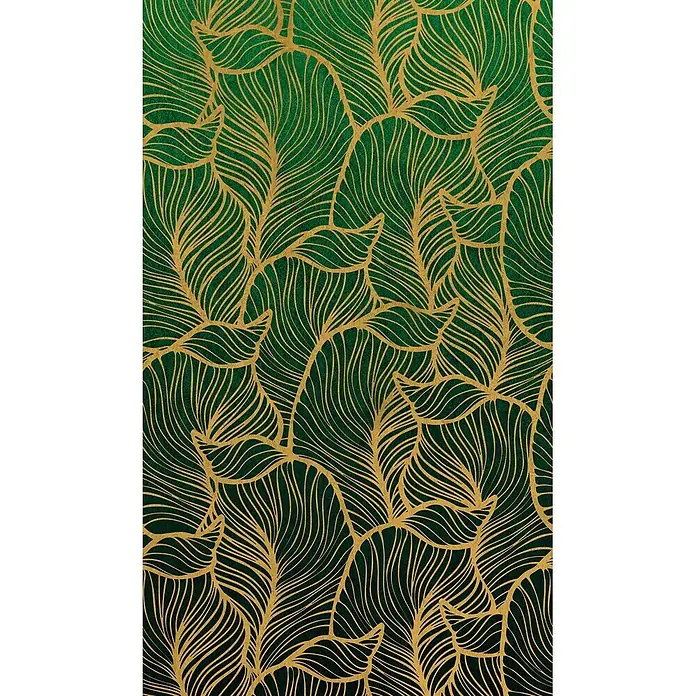 Marburg Smart Art Easy Fototapete Floral-Design - B x H: 159 mm x 270 cm, Vlies - Grünes und goldenes Muster mit aufwendigen stilisierten Blättern.
