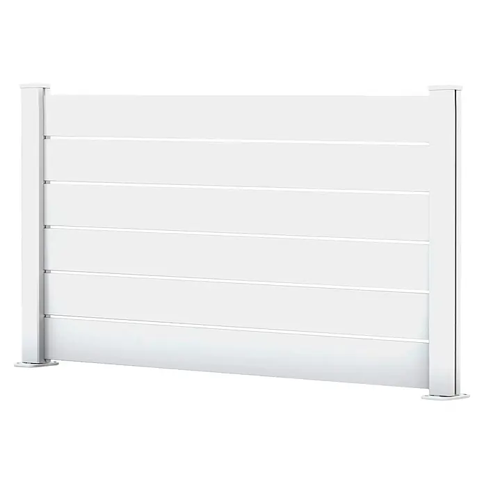 Dioco Smartwall Valla Persiana - L x Al: 177 x 100 cm, Blanco, Aluminio - Panel de valla de privacidad de lamas blancas.