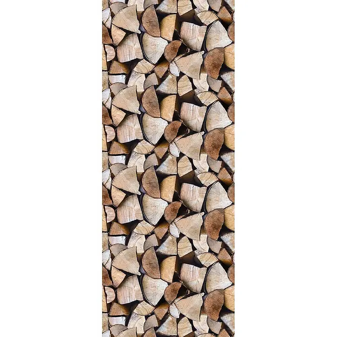 Marburg Smart Art Easy Fototapete Holzoptik - B x H: 106 x 270 cm, Vlies - Sauber gestapelte, gespaltene Brennholzscheite mit natürlicher Holzmaserung und verschiedenen Brauntönen.