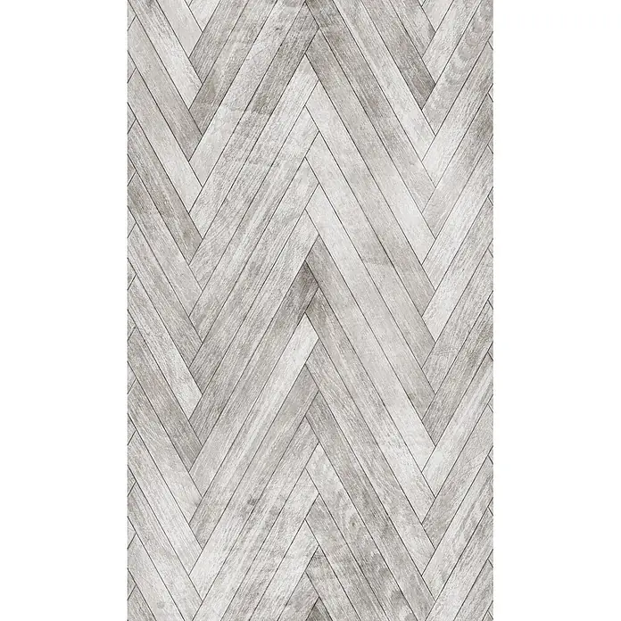 Marburg Fototapete Holzoptik - B x H: 159 mm x 270 cm, Vlies, Greige - Helle graue Fischgrät-Holzboden Textur.
