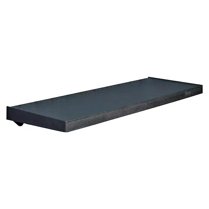 Küpper Fachboden - Passend für: Küpper Stahlblech-Lochwand, Kunststoff, 2 Stk. - Abgebildete schwarze Wandregal. Das Regal ist schlicht und funktional, ideal zur Aufbewahrung und Präsentation von Gegenständen.