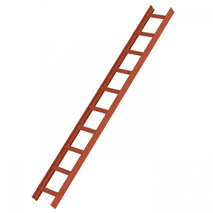 Munk Dachleiter Aluminium Dachleiter 10 Sprossen rot - Anzahl Tritte: 10 Stk., Aluminium - Rostbraune Metall-Kabelleitersektion mit C-Profil-Sprossen zur industriellen Kabelführung.