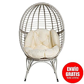 Sillón de jardín Emma (An x Pr x Al: 60 x 80 x 105 cm, Ratán sintético/Acero, Gris perla)