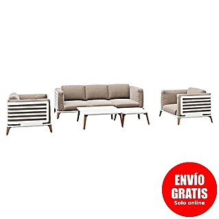 Kactus republic Conjunto de muebles Ferrari (4 pzs., Aluminio/Madera sintética, Blanco)