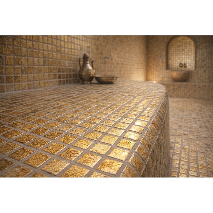 Mosaikfliese Quadrat Crystal Uni XCM 8GO15 (30 x 30 cm, Gold, Glänzend)