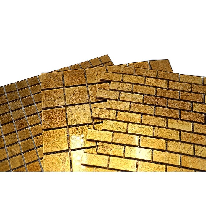 Mosaikfliese Quadrat Crystal Uni CM 4GO10 (30 x 30 cm, Gold, Glänzend)