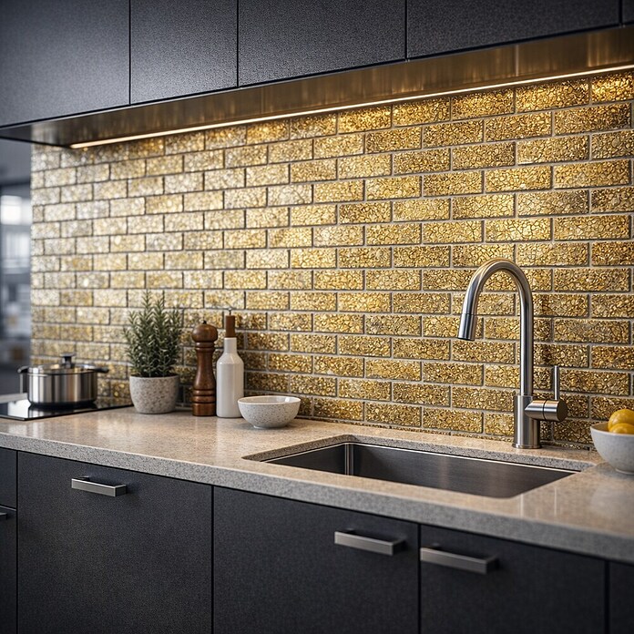 Mosaikfliese Uni Gold CM 4GO30 (30 x 30 cm, Gold, Glänzend)