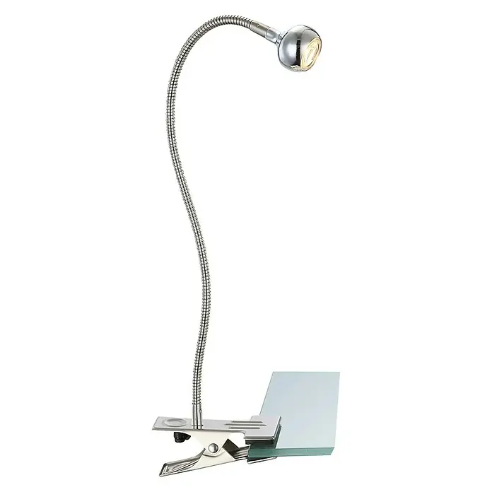 Globo Serpent LED-Klemmleuchte - B x H: 43 x 48 cm, 3 W, Chrom/Nickel matt - Flexibel einstellbare Klemmleuchte aus Chrom mit LED für gezielte Beleuchtung. Ideal als Leseleuchte oder für Hobbyarbeiten.