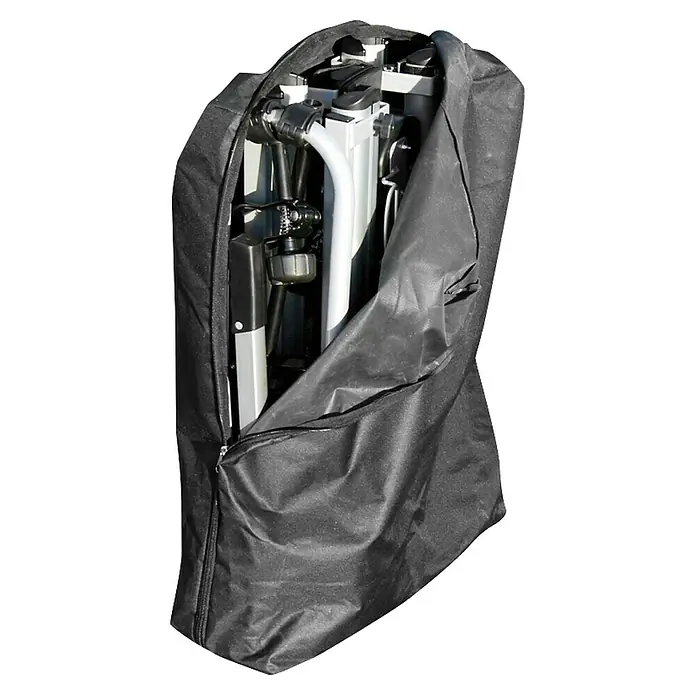 LAS Fahrradträger Premium - Geeignet für: 2 Fahrräder, Traglast: 60 kg, Passend für: Fahrzeuge mit Anhängerkupplung - Bild eines Stativs in einer schwarzen Tragetasche, die den Transport und die Lagerung des Geräts erleichtert.\n