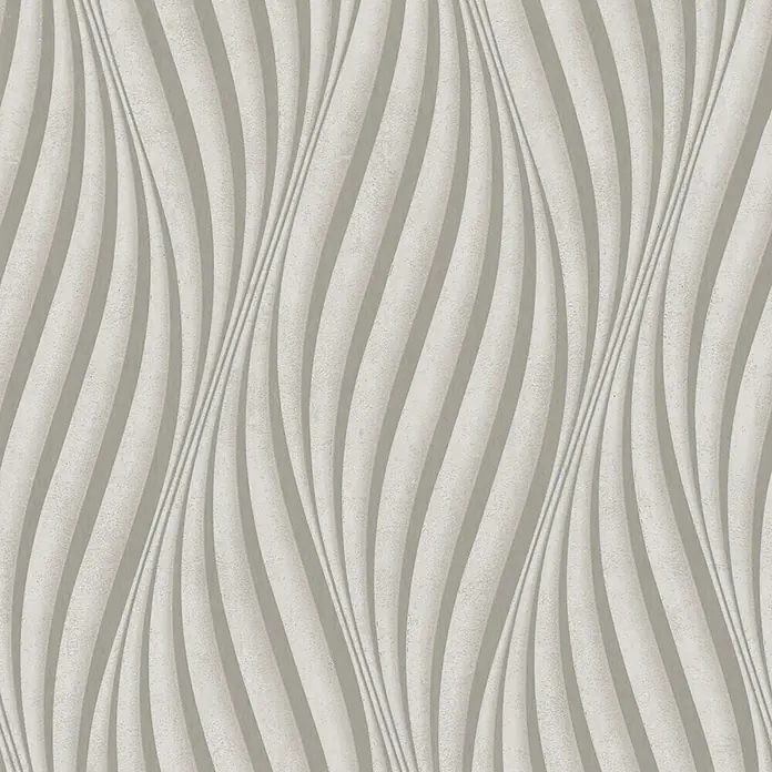 Marburg City Glow Vliestapete Welle - Beige, Wellen, 10,05 x 0,53 m - Hellgraue strukturierte Oberfläche mit welligem, geripptem Muster.